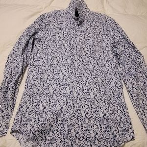 Van Heusen Floral Print Button-Up Shirt Men’s Large | Blue White | Excellent